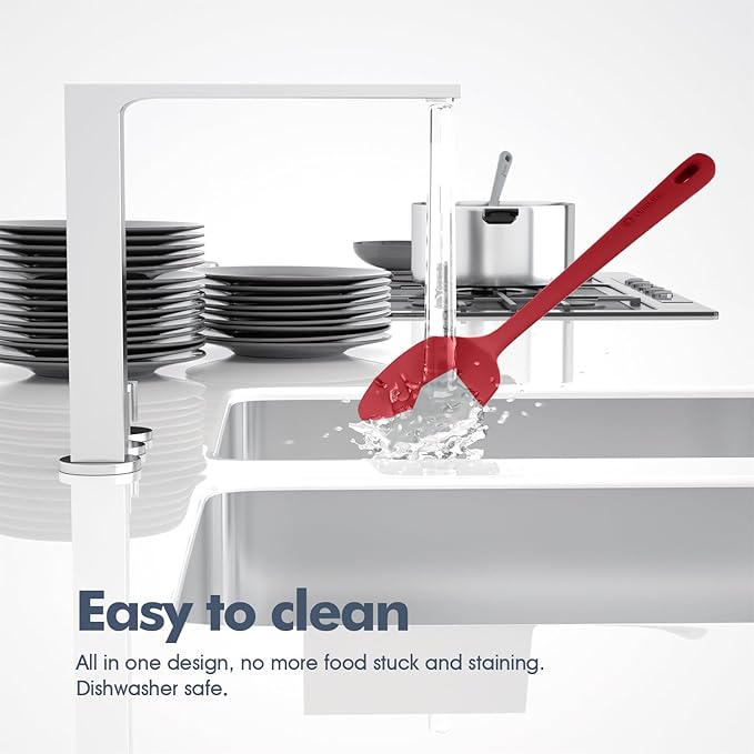 5 Pieces Silicone Spatula Set, Food Grade Rubber Spatula, Upgrade Strong Handle with Ergonomic Grip, Heat Resistant Up to 600°F for Nonstick Cookware, Cooking Red