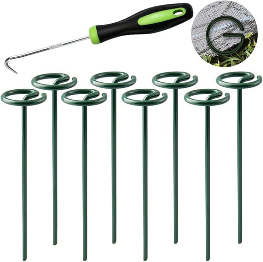 Bakulyor 100Pcs Circle Top Landscape Staples, 6 Inch Green Artificial Turf Stakes, 9 Gauge Landscape Fabric Pins, Heavy Duty Yard Lawn Spikes for Outdoor Soil Gardening Weed Barrier Sod Fabric - 6"