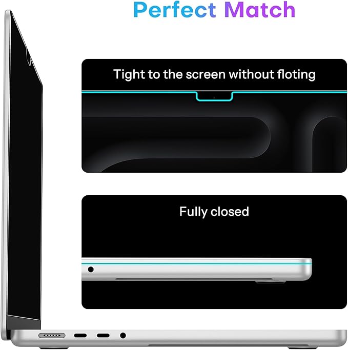 OMOTON Magnetic Privacy Screen for MacBook Pro 16 Inch (2021-2024, M1-M4, Pro, Max), Anti-Spy Filter, Matte Anti Glare Blue Light Protector, Easy Install & Remove