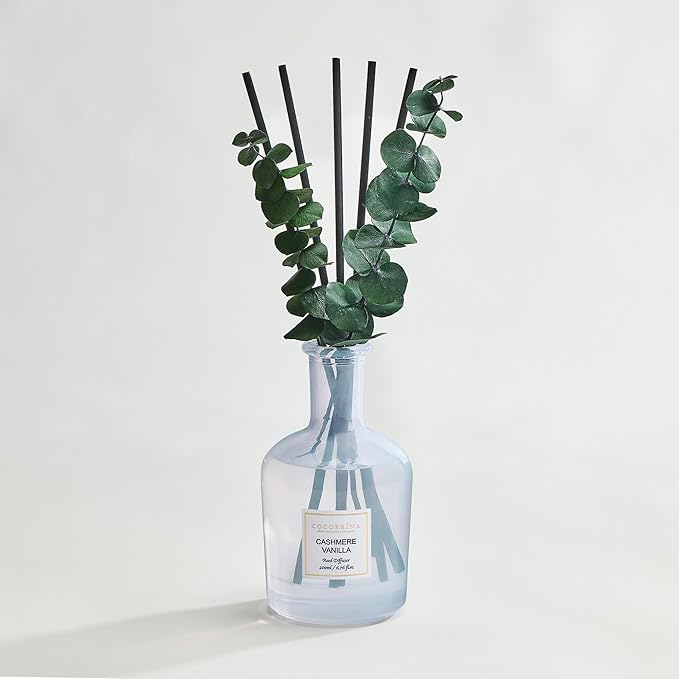 COCORRÍNA Eucalyptus Reed Diffuser, Cashmere Vanilla Scent – 6.76 oz Essential Oil with Sticks & Dried Eucalyptus Branches, Home Fragrance for Bedroom or Bathroom Décor