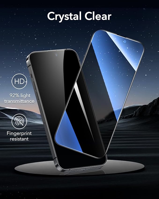 ESR 3 Pack 9H+ Glass for iPhone 14 Pro Max Privacy Screen Protector, [Military Grade Shatterproof & Longest Durable] Armorite Anti-spy Tempered Glass with UltraFit Tray