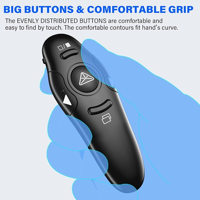 2-in-1 USB Type C Presentation Clicker Wireless Presenter Remote Clicker for PowerPoint Presentations with Laser Pointer, Rechargeable USB C PowerPoint Clicker Slide Advancer for Computer/Mac/Laptop