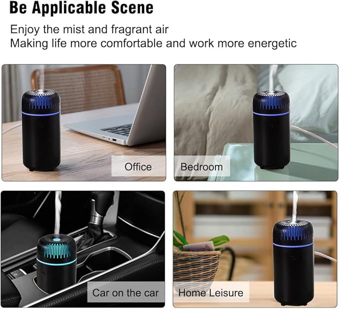 Unee Car Diffusers – 100ml USB Mini Aromatherapy & Humidifier & Car Air Freshener for Essential Oils, Portable Auto & Home Use (Black)