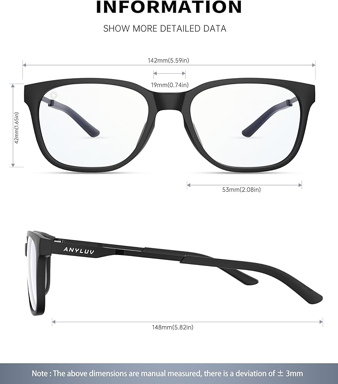 ANYLUV Blue Light Glasses for Men, Computer Gaming Glasses men, Stylish Anti Eyestrain Blue Light Blocking Glasses Men