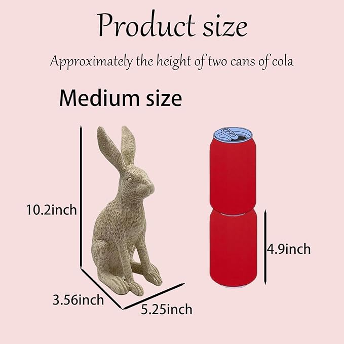 Charming Resin Rabbit Statue10.2 inch Decorative Figurine for Home & Garden, Modern Art Sculpture with Intricate Details, Perfect for Shelves, Tables, or Gardens （Brown）