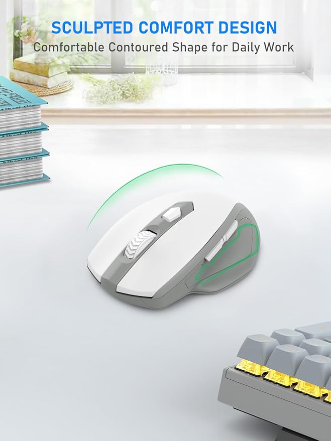 E-YOOSO Wireless Mouse for Laptop, 2.4GHz Computer Mouse 5 Adjustable DPI Office Cordless Mice with USBA Receiver, 6 Buttons, 4000 DPI, Medium to Large Sized Hands Compatible with PC, Laptop, Desktop