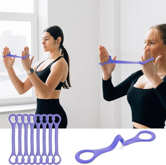 Hiboom 24 Pack Rubber Figure 8 Resistance Bands with Non Slip Handles, Elastic Workout Bands for Arm Back Chest Training, Yoga, Pilates Physical, Home Gym Equipment