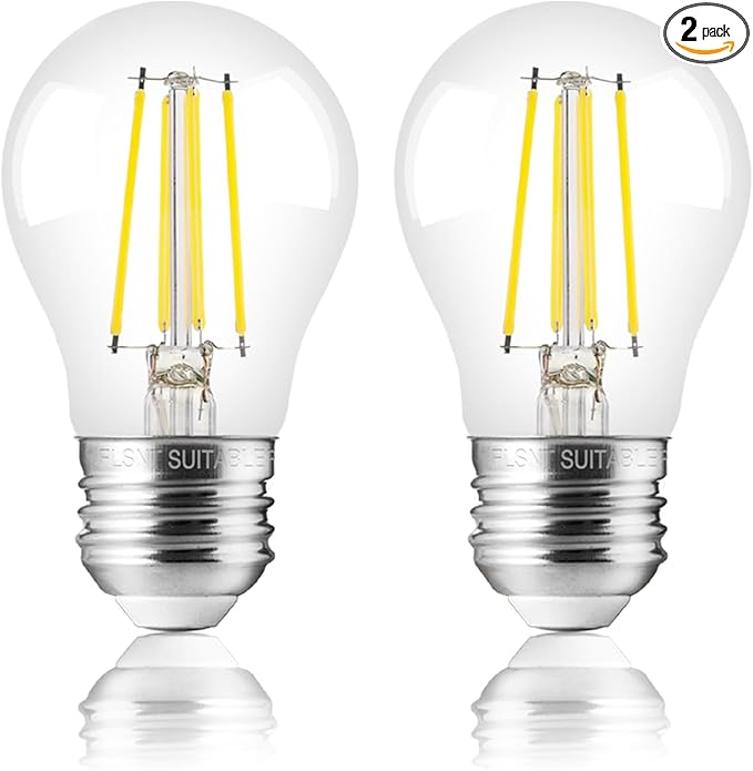 FLSNT LED Refrigerator Light Bulb 40 Watt Equivalent, 120V Fridge Appliance Light Bulb 4W Daylight White 5000K, Waterproof A15 Fridge Light Bulbs 500LM, E26 Freezer Light Bulbs Non-dimmable, 2Packs