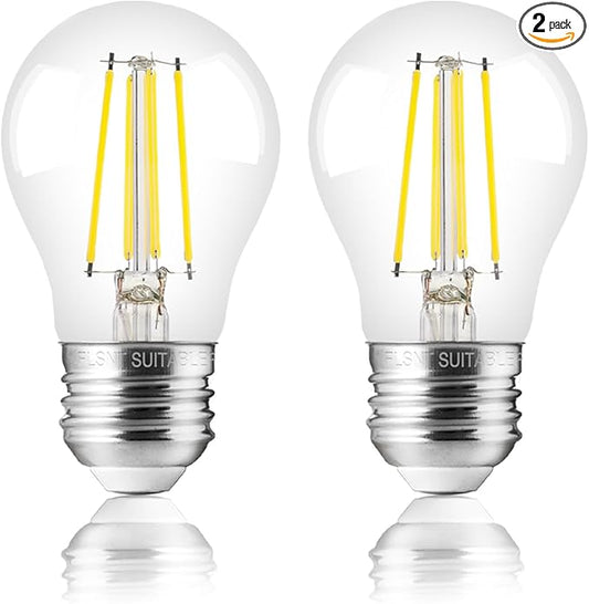 FLSNT LED Refrigerator Light Bulb 40 Watt Equivalent, 120V Fridge Appliance Light Bulb 4W Daylight White 5000K, Waterproof A15 Fridge Light Bulbs 500LM, E26 Freezer Light Bulbs Non-dimmable, 2Packs