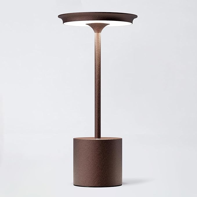 Cordless Table Lamp, Portable Rechargeable 6000mAh Outdoor Table Lamp, 3 Color Stepless Dimming Battery Powered Lamp, LED Table Light for Dinner/Bedroom/Restaurant/Outdoor (Rust)