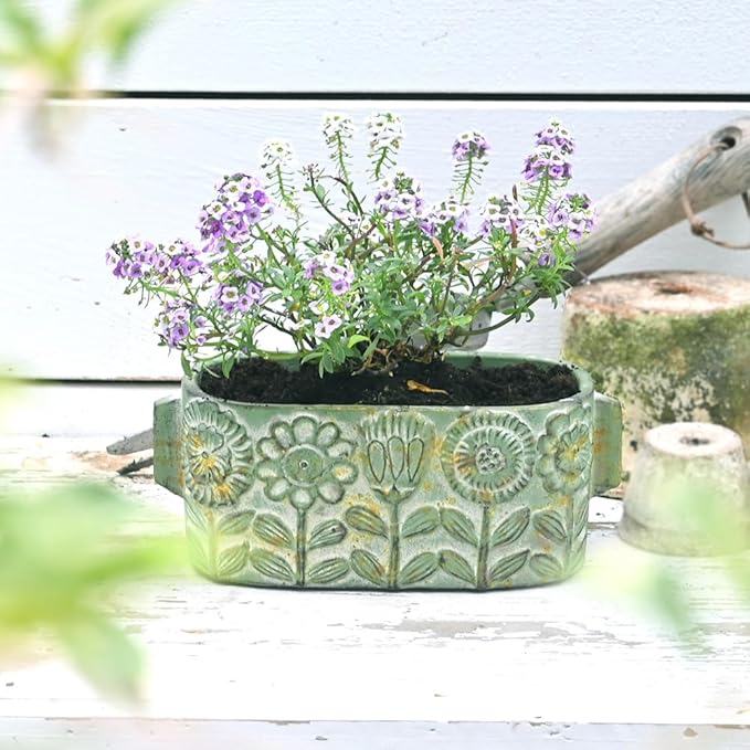 8 inch Green Pots Planters Indoor Plants Succulent Pots Rectangle Window Box Cactus Plant Containers for Home Decor(No Drainage)