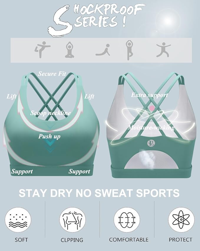 RUNNING GIRL Sports Bras for Women,Padded Sports Bra Tank Top Sexy Crisscross Back High Impact Longline Workout Yoga Bra