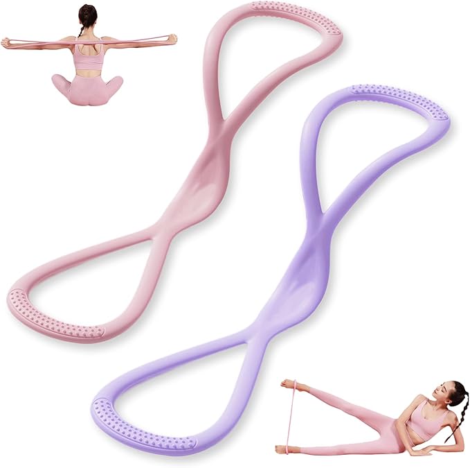 Figure 8 Resistance Bands for Women & Men, Back Training Elastic Ropes, Exercise Resistance Bands with Handles 8 Shaped Resistance Bands for Arms, Chest Expander, Yoga Gym Fitness Pulling Rope