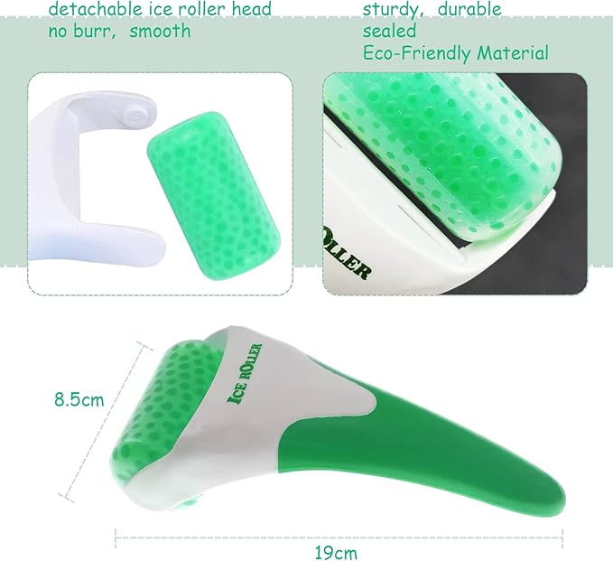 Ice Roller for Face,Cold Facial Massager for Eye Puffiness,Skin Care Tools for Migraine Relief and Blood Circulation (Green)