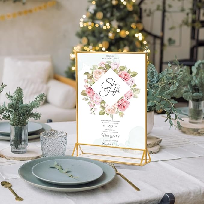 Acrylic Sign Holder 8.5X11 Double Sided Table Flyer Holder , Plastic Acrylic Display Stand for Home Office Shop Restaurant (12pcs)