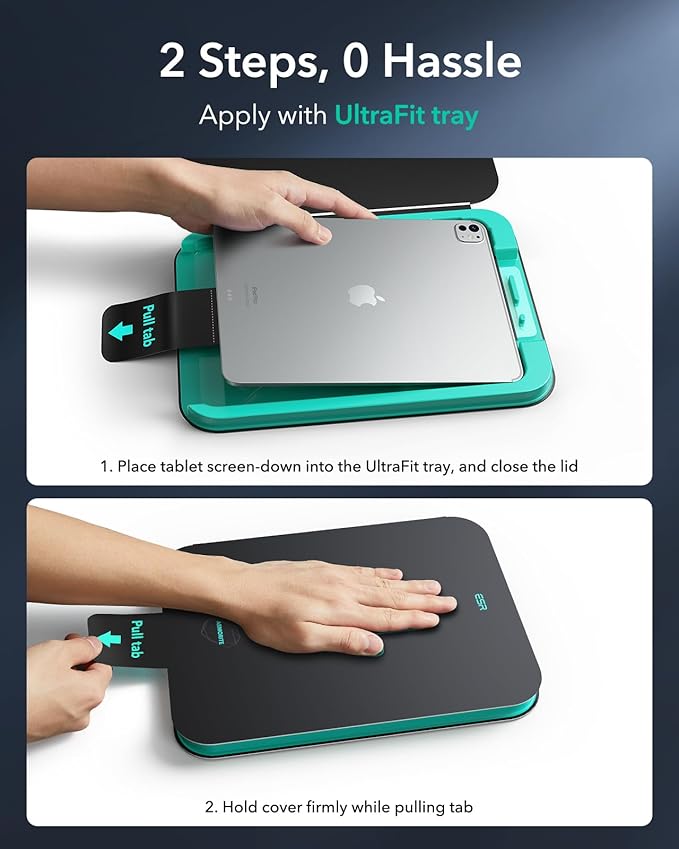 ESR 2 Pack Armorite Screen Protector for iPad Pro 11 Inch (M5/M4) 2025/2024, Military Grade Protection, 9H Hardness Tempered Glass Film with UltraFit Tray, HD Clarity, Dust and Bubble Free