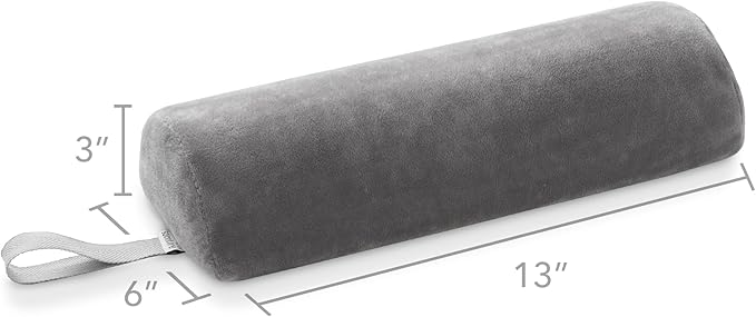 Saloniture Half Round Neck Massage Table Bolster Pillow Pad - 13 x 6 x 3 Inch - Gray Velour