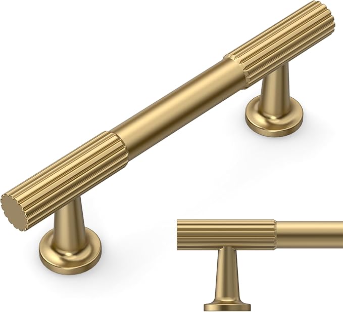 Amerdeco 10 Pack Champagne Bronze Cabinet Pulls 3 Inch(76MM) Hole Centers Kitchen Cabinet Handles Hardware Kitchen Handles for Cabinets Cupboard Handles Drawer Pulls ZH0071