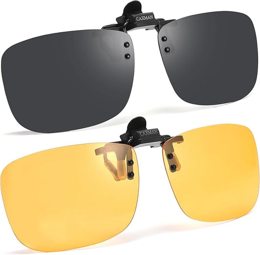 Polarized Clip-on Flip Up Metal Clip Rimless Sunglasses for Prescription Glasses