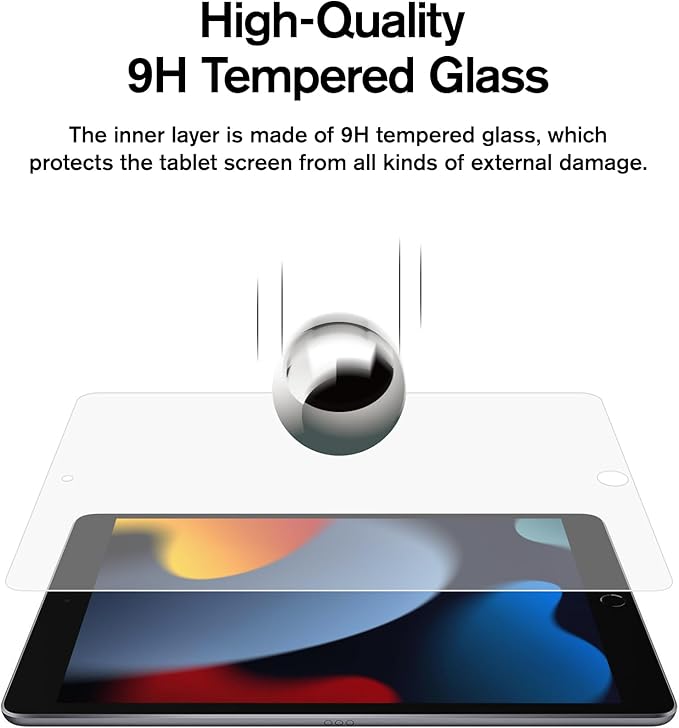 Paperfeel Glass Screen Protector Compatible with iPad 9th / 8th / 7th Generation 10.2 inch, EZ Kit, Auto-Alignment Tool