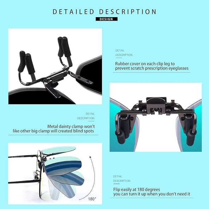 Night Driving Glasses and sunglasses Clip-On, Polarized Glare Reduce, High Definition Vision