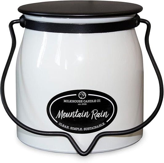 Milkhouse Candle Company - Mountain Rain - Creamery Collection - 16oz Double Cotton Wick Soy Candles with Beeswax - Long Burn Time, Made in The USA - Non Toxic, Premium Scented Candles