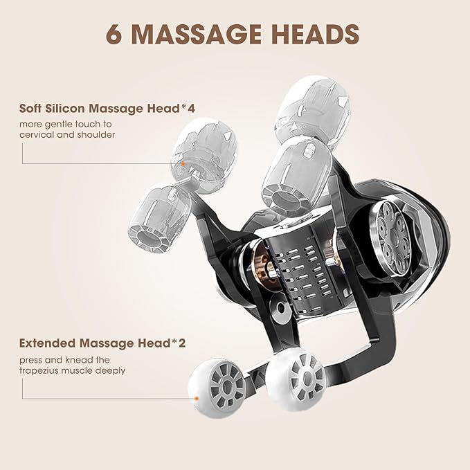 Neck Shoulder Massager with Heat, Cordless Shiatsu Deep Tissue Kneading Massage Pillow for Pain Relief, for Neck, Back, and Leg, Gifts for Men Women Dad Mom