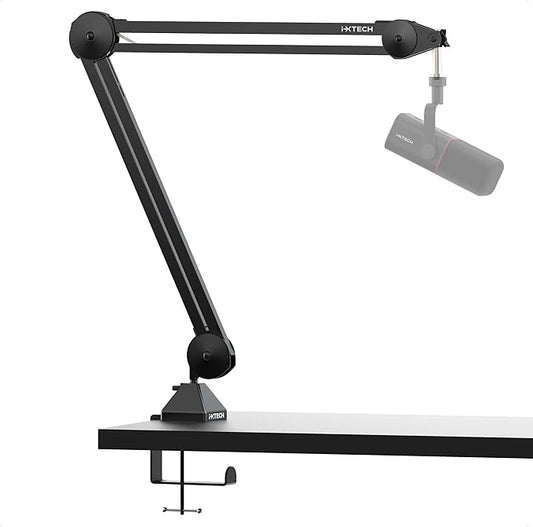 IXTECH Microphone Boom Arm Stand, Heavy Duty Adjustable Mic Stand with Cable Ties, Desk Mount Arm Stand for Gaming Streaming Podcasting.