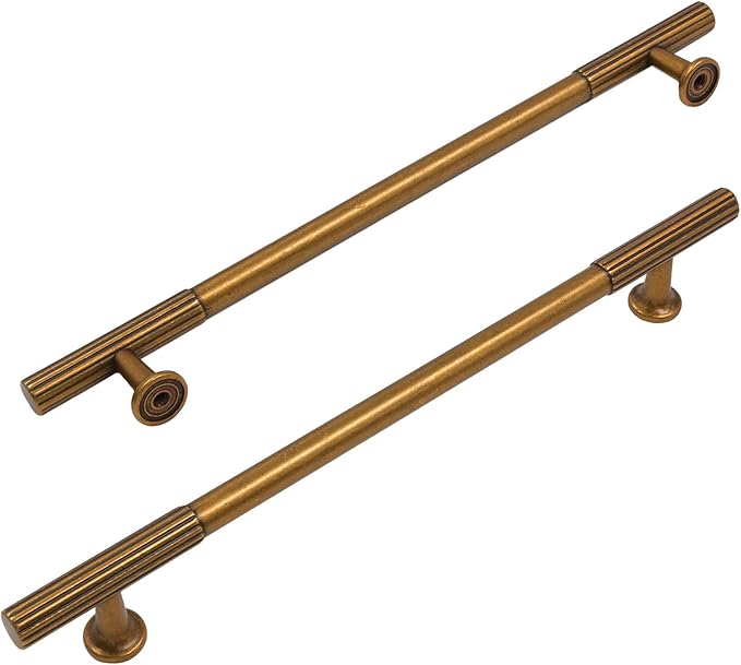 Amerdeco 10 Pack Antique Brass Cabinet Pulls 7.5 Inch(192MM) Hole Centers Kitchen Cabinet Handles Hardware Kitchen Handles for Cabinets Cupboard Handles Drawer Pulls ZH0071