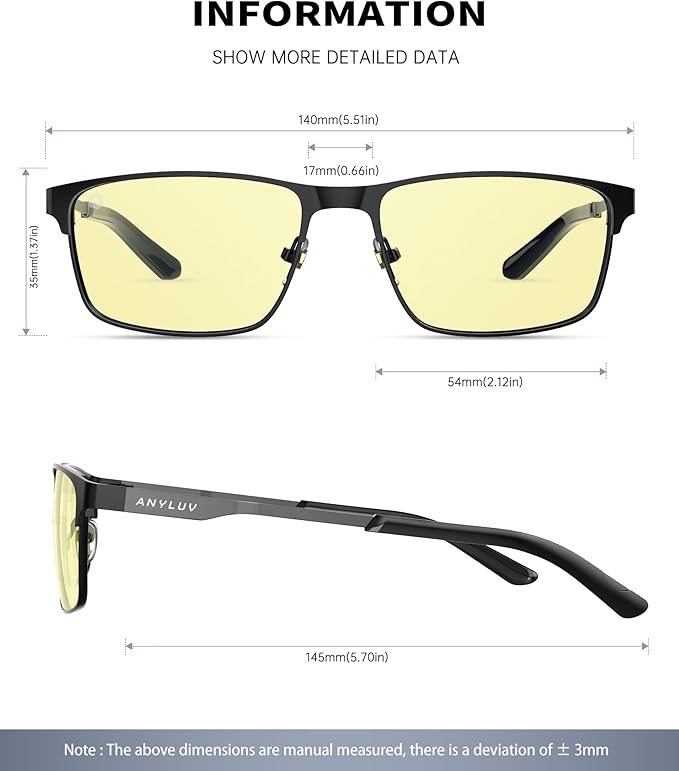 ANYLUV Blue Light Glasses for Men/Women, Lightweight Blue Light Blocking Glasses, Anti-Eye Strain Computer Glasses for Gaming
