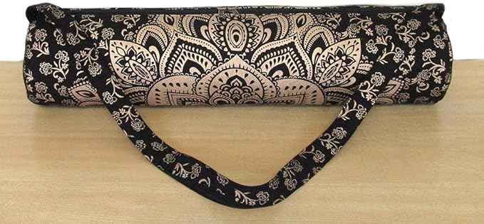 ICC Black Gold Mandala Full-Zip Exercise Yoga Mat Carry Bag Gym Beach Pilates Carrier Bags Hippie Mandala Indian Cotton Bag