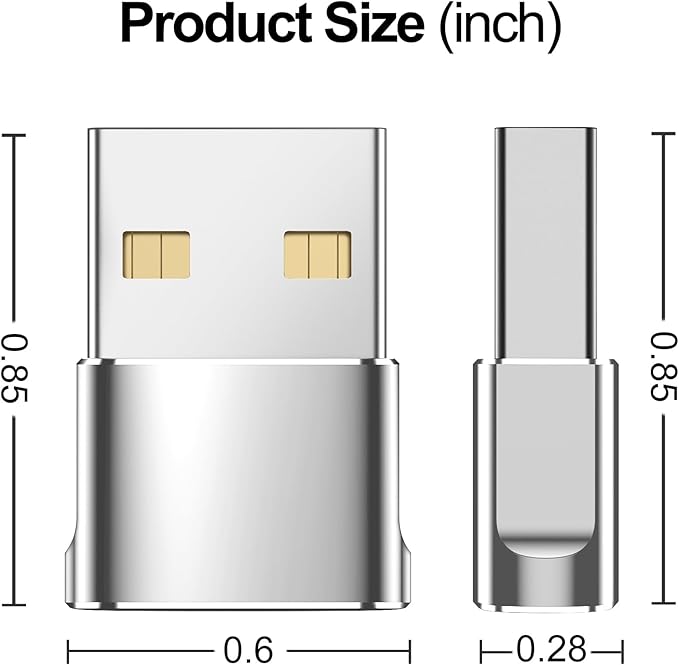 USB to USB C Adapter,Type C Female to A Male OTG Charger Converter for PlayStation 4,Apple Watch Ultra 8 9,iPhone 16 15 14 13 Pro Max,Samsung S24 S23,AirPods,iPad,Car Play-Silver