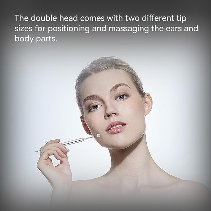 Agatige 12cm Dual Head Reflexology Tools for Face, Stainless Steel Ear and Body Acupuncture Massage Pen Full Body Self Massage Relief Pain Therapy Tools for Deep Tissue(12cm)