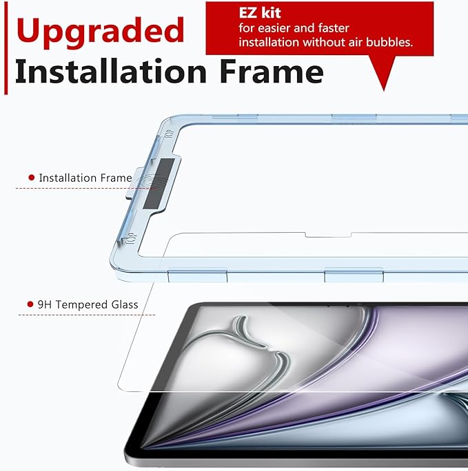 bersem Screen Protector Compatible with iPad Air 11 Inch M3 2025 / M2 2024, Tempered Glass, Ultra Clear, Anti-Scratch, Case Friendly, EZ Kit, 1 Pack