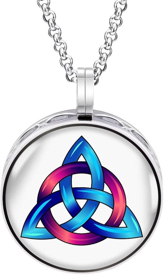 Wild Essentials Trinity Knot Enamel Finish Essential Oil Diffuser Necklace Gift Set - Includes Aromatherapy Pendant, 24" Stainless Steel Chain, 8 Color Refill Pads …
