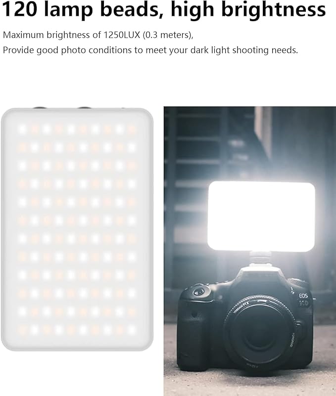 ULANZI VL120 RGB Video Light, Pocket LED On-Camera Video Lights, Built-in 3100mAh Rechargeable Battery, 360 Full Color 20 Light Effects, CRI≥95 2500-9000K LED Panels for Photography Vlogging