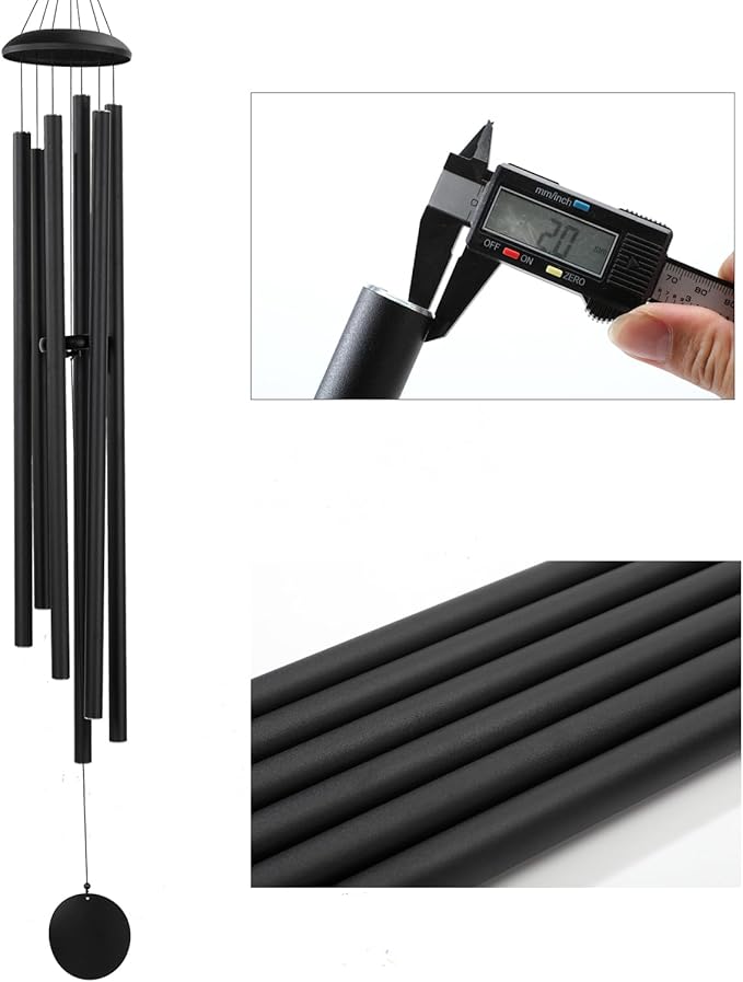 Large 50" Wind-Chimes-Outdoor-Deep-Tone, Soothing Melodic Tones Windchimes, Wind Chimes for Outside, Black Memorial Wind Chime Best Gift for Mom Women Grandma Neighbors