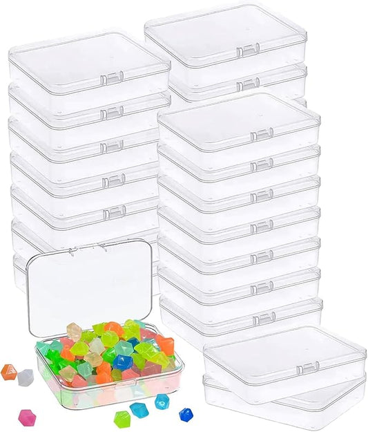 6 Pcs Mini Plastic Storage Containers Box with Lid, 3.5x2.4 Inches Clear Rectangle Box for Collecting Small Items, Beads, Game Pieces, Business Cards, Crafts Accessories