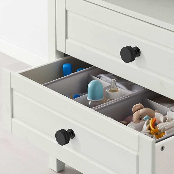 Amerdeco 10 Pack Matte Black Cabinet Knobs Single Hole Cabinet Pulls 1 Inch Drawer Knobs and Pulls for Bathroom Cabinets ZH0071