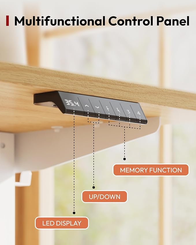 SANODESK Standing Desk Height Adjustable Electric Stand up Desk 48x24 Inches Sit Stand Home Office with Splice Board, White Frame/Maple Top