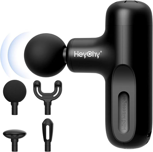 Mini Massage Gun Deep Tissue, Handheld Portable Mini Travel Size Percussion Deep Tissue Massager with 4 Attachments & 5 Speeds,Ideal Gift for Men & Women, Black