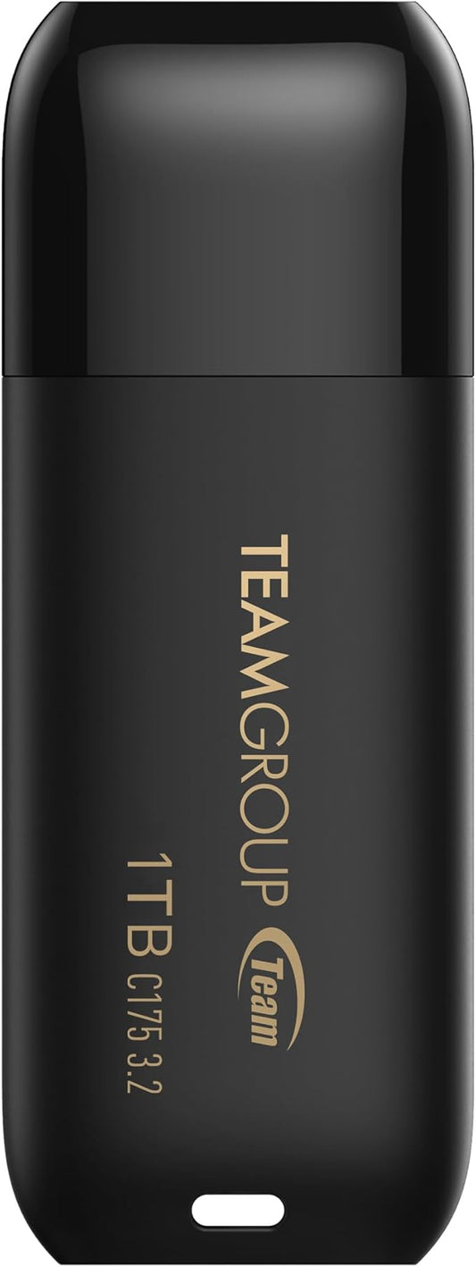 TEAMGROUP C175 1TB USB 3.2 Gen 1 (USB 3.1/3.0) Read 100MB/s Flash Thumb Drive, External Data Storage Memory Stick Compatible with Computer/Laptop/Desktop/PC Matte Black TC17531TBB01