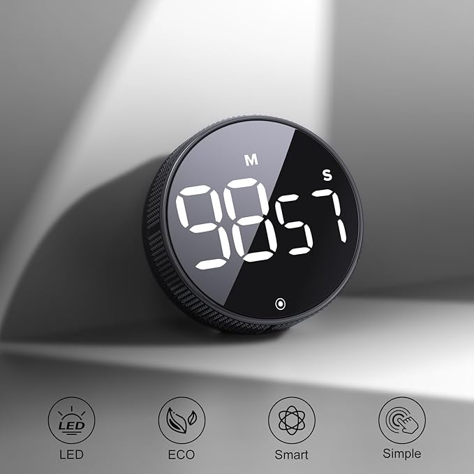 BlueSnail Kitchen Timer with LED Digital Display Smart Efficana for Home Classroom Gym Office, Volume and Brightness Adjustable Productivity Timer