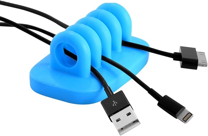 Cable Clip Holder Weighted Desktop Cord Management Fixture (Blue)