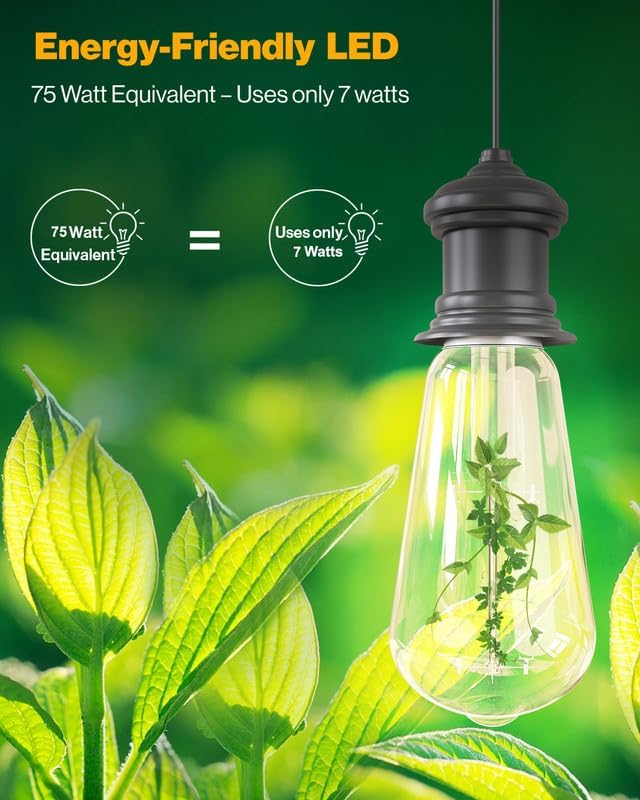 Sunco 16 Pack Dusk to Dawn Indoor Residential Vintage LED Edison Bulbs 75W Equivalent 7W, 850 Lumens Non-Dimmable ST58 Filament, ST18, 2700K Soft White, E26 Medium Base 120V Clear Glass Light Bulbs