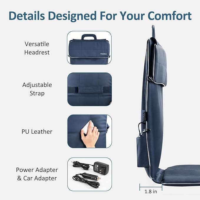 MOUNTRAX Back Massager for Chair, Full Back Massager for Pain Relief Deep Tissue, Massage Chair Pad with Soft S-Curve Design, Versatile Portable Massage Seat Cushion, Chair Massager