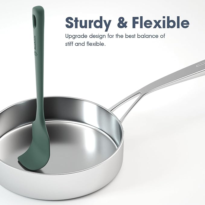 5 Pieces Silicone Spatula Set, Food Grade Rubber Spatula, Upgrade Strong Handle with Ergonomic Grip, Heat Resistant Up to 600°F for Nonstick Cookware, Cooking Dried Thyme