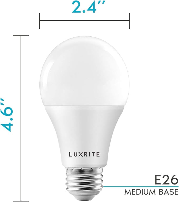 LUXRITE A19 LED Light Bulbs 100 Watt Equivalent Dimmable, 3000K Soft White, 1600 Lumens, Enclosed Fixture Rated, Standard LED Bulbs 15W, Energy Star, E26 Medium Base - Indoor and Outdoor (24 Pack)