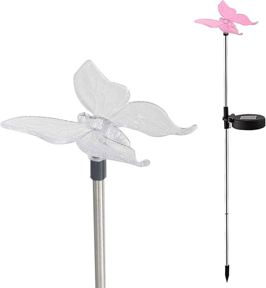 Solar Garden Stake Waterproof Outdoor Light with Vivid Color Charging Figurine –Butterfly LED Garden Landscape Lawn Lamp Yard Backyard for Flower Beds Backyards Decoration, 1Pack