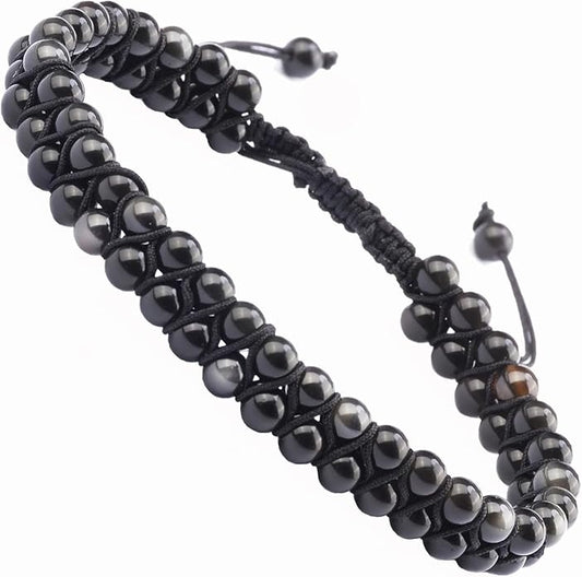 MASSIVE BEADS Double Layer Natural Chakra Healing Power Crystals Macrame Bracelet Yoga Stone Beads Gemstone Meditation Relax Anxiety Bangle for Unisex Women Men